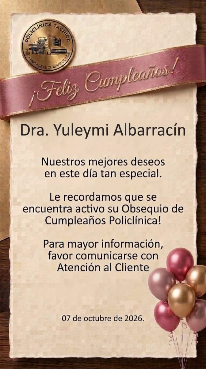 Tarjeta de cumpleaños de la Dra. Yuleymi Albarracín